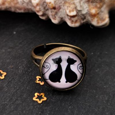 Bague chats roses et noirs