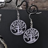 Bloucles d oreilles arbre de vie chat mauve gris de lin parme 1 