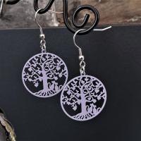 Bloucles d oreilles arbre de vie chat mauve gris de lin parme 2 