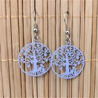 Bloucles d oreilles arbre de vie chat mauve gris de lin parme 3 