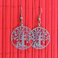 Bloucles d oreilles arbre de vie chat mauve gris de lin parme 5 