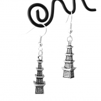 Boucles d oreille maison japonaise pagode pendante