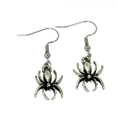 Boucles d oreilles araignee theme halloween breloque couleur argentee 8 photoroom