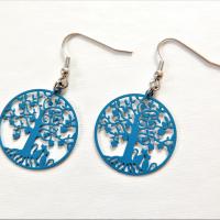 Boucles d oreilles arbre de chats bleu 1 