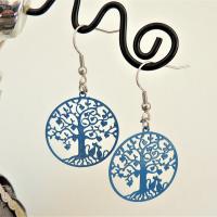 Boucles d oreilles arbre de chats bleu 2 
