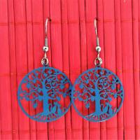 Boucles d oreilles arbre de chats bleu 3 