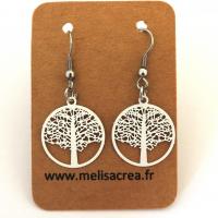 Boucles d oreilles arbre de vie blanc 5