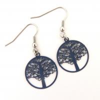 Boucles d oreilles arbre de vie bleu 3
