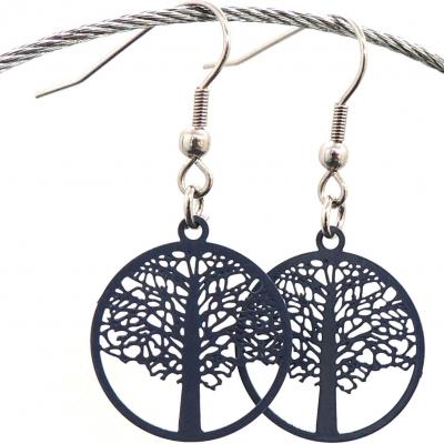 Boucles d oreilles arbre de vie bleu 5