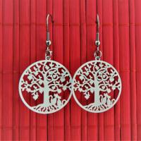 Boucles d oreilles arbre de vie chat blanche 2 