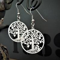 Boucles d oreilles arbre de vie chat blanche 3 