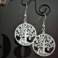 Boucles d oreilles arbre de vie chat blanche 7 