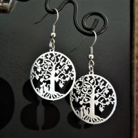 Boucles d oreilles arbre de vie chats argente 1 