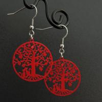 Boucles d oreilles arbre de vie chats rouge 2 