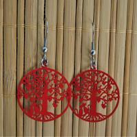 Boucles d oreilles arbre de vie chats rouge 3 
