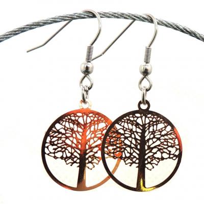 Boucles d oreilles arbre de vie cuivre