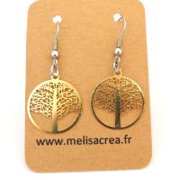 Boucles d oreilles arbre de vie dore
