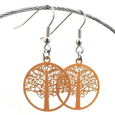 Boucles d oreilles arbre de vie ocre 4