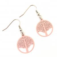 Boucles d oreilles arbre de vie rose 2