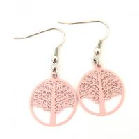 Boucles d oreilles arbre de vie rose 3