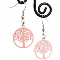 Boucles d oreilles arbre de vie rose 6