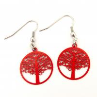 Boucles d oreilles arbre de vie rouge 2