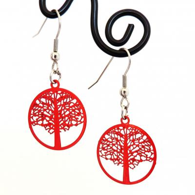 Boucles d oreilles arbre de vie rouge 4