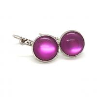 Boucles d oreilles argente cabochon 12 mm rose violet 2 
