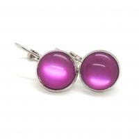 Boucles d oreilles argente cabochon 12 mm rose violet 3 
