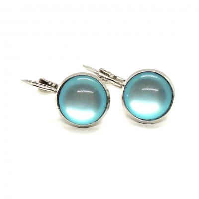 Boucles d oreilles argentees cabochon 12 mm bleu ciel 2 