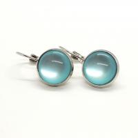 Boucles d oreilles argentees cabochon 12 mm bleu ciel 3 