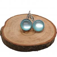 Boucles d oreilles argentees cabochon 12 mm bleu ciel