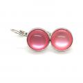 Boucles d oreilles argentees cabochon 12 mm rose bonbon 2 