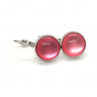 Boucles d oreilles argentees cabochon 12 mm rose bonbon 3 