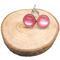 Boucles d oreilles argentees cabochon 12 mm rose bonbon