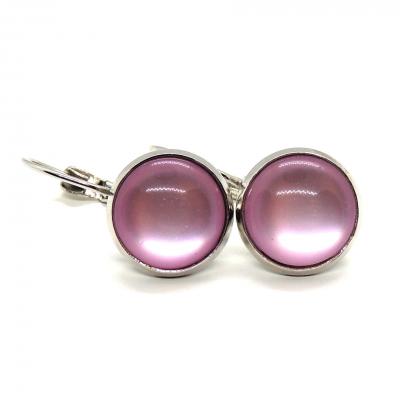 Boucles d oreilles argentees cabochon 12 mm rose dragee 1 