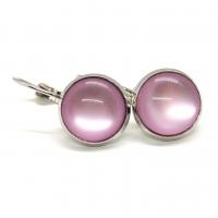 Boucles d oreilles argentees cabochon 12 mm rose dragee 3 