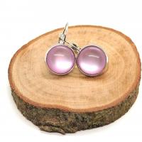 Boucles d oreilles argentees cabochon 12 mm rose dragee 4 