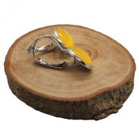 Boucles d oreilles argentees cabochon jaune 12 mm 1 