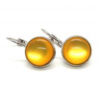 Boucles d oreilles argentees cabochon jaune 12 mm 2 