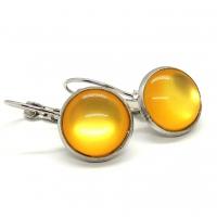 Boucles d oreilles argentees cabochon jaune 12 mm 3 