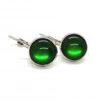 Boucles d oreilles argentees cabochon vert 12 mm 4 