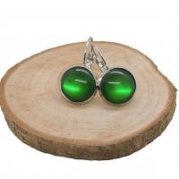 Boucles d oreilles argentees cabochon vert 12 mm