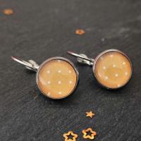 Boucles d oreilles argentees jaune moutarde 1 