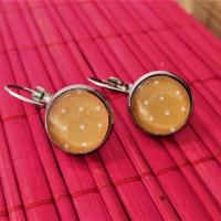 Boucles d oreilles argentees jaune moutarde 2 