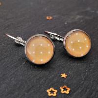 Boucles d oreilles argentees jaune moutarde 4 