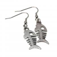Boucles d oreilles arrete de poisson argente pendante