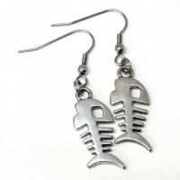 Boucles d oreilles arrete de poisson squelette argente pendante