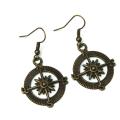 Boucles d oreilles bateau boussole bronze pendante