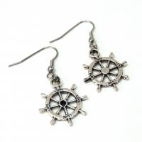Boucles d oreilles bateau gouvernail argente pendante